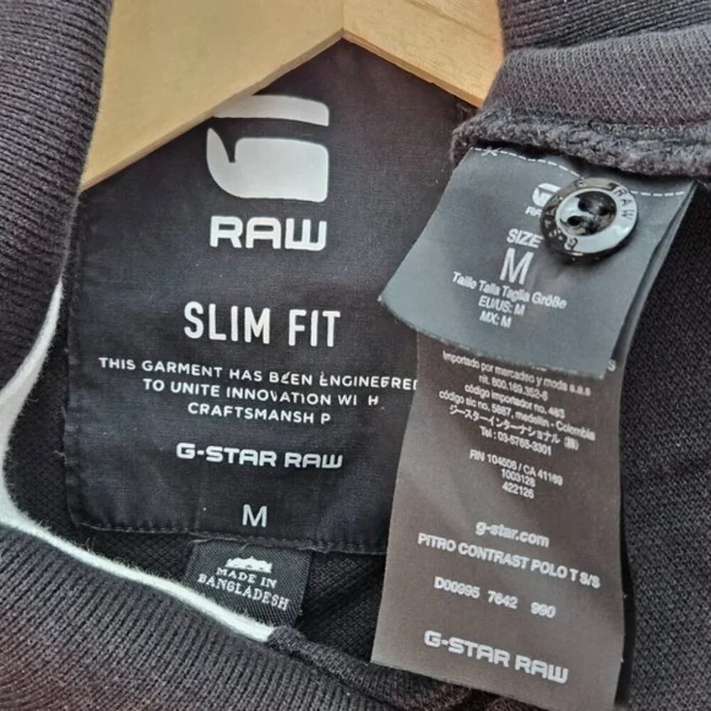 G-Star Raw Polo Shirt Embroidered Logo Golf Black Short Sleeve Men's Size M - Picture 9 of 10